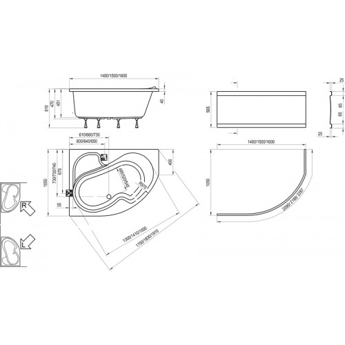 Ванна акриловая Ravak Rosa I 160 х 105 L, CM01000000