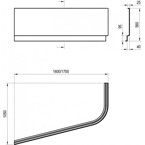 Панель для ванны Ravak Chrome 170x105 L фронтальная CZA3100A00