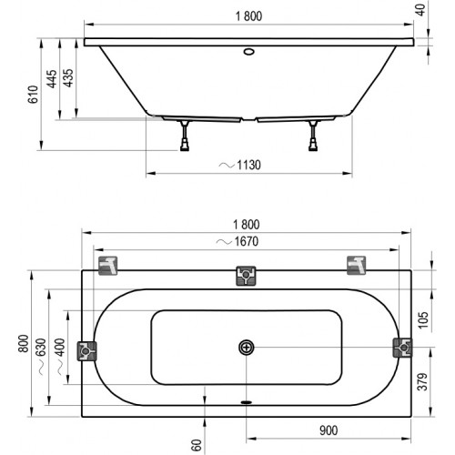 Ванна акриловая Ravak City 180x80 snowwhite C920000000
