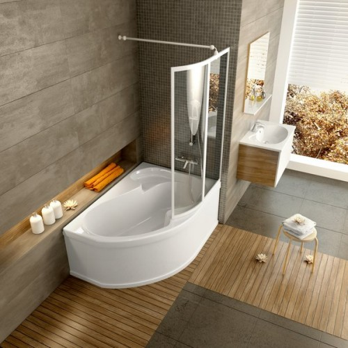 Шторка для ванны Ravak VSK2 Rosa 160 R, белая, Rain (76P9010041)