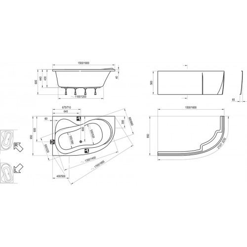 Ванна акриловая Ravak Rosa 95 160 х 95 R, C581000000