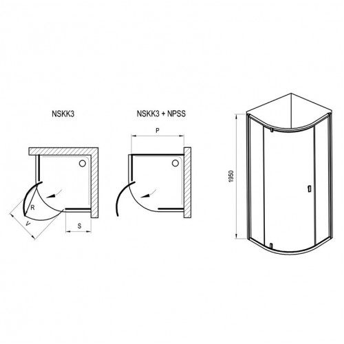 Душовий куточок Ravak Nexty NSKK3-90, чорний Transparent 3O677300Z1