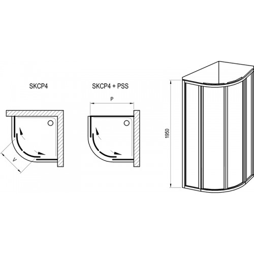 Душевой уголок Ravak Supernova SKCP4 90*195, чёрный, Grape (3117O302ZG)