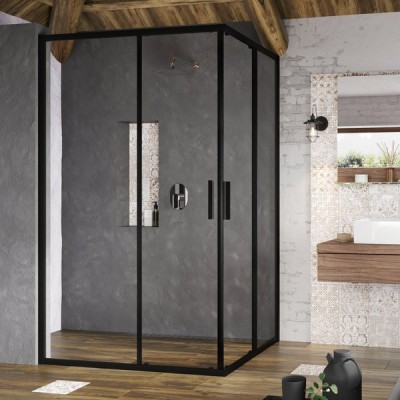 Елемент душової кабіни Ravak Blix Slim BLSRV2K-80, чорний, Transparent X1XM40300Z1