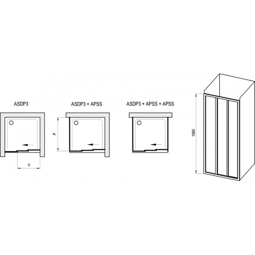 Душевая дверь Ravak Supernova ASDP3 110*198, чёрная, Pearl 00VD03R211