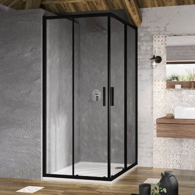 Душовий куточок Ravak Blix Slim BLSRV2-90, чорний Transparent X1LM70300Z1