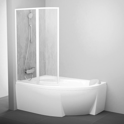 Шторка для ванны Ravak VSK2 Rosa 150 L, белая, RAIN (76L8010041)