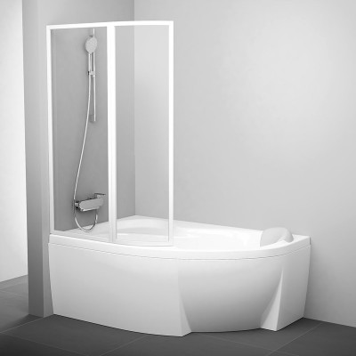 Шторка для ванны Ravak VSK2 Rosa 150 L, белая, Transp.(76L80100Z1)