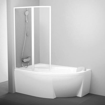 Шторка для ванны Ravak VSK2 Rosa 160 L, белая, Transp.(76L90100Z1)