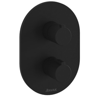 Смеситель термостатический Ravak Chrome CR 063.20BL.O2 скрытого монтажа с переключателем для ванны и душа черный X070432