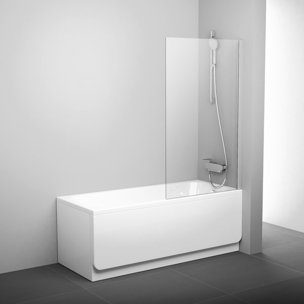 Шторка для ванны Ravak PVS1- 80, неподвижная, белая, Transp.(79840100Z1)