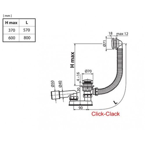 Сифон для ванны Ravak Click Clack 80, с переливом (X01472)
