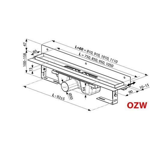 Душевой канал Ravak OZW Runway 1050, нержавеющая сталь X01634