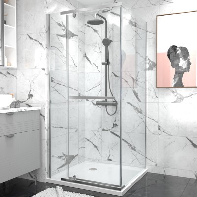 Душова кабіна Domospa by Ravak Elegance ESDPS-90/90 полір. алюм. Transparent 8мм RKUC500017 Душова кабіна Domospa by Ravak Elegance ESDPS-90/90 полір. алюм. Transparent 8мм RKUC500017