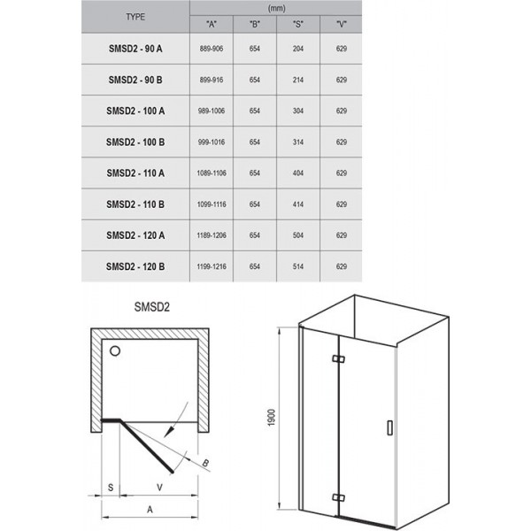 Душевая дверь Ravak SmartLine SMSD2 110 B-R, хром, Transp.(0SPDBA00Z1)