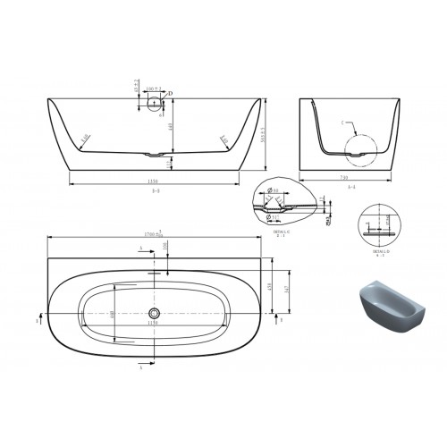Ванна акрилова Ravak FreeStyle Wall 170x80 RKUA600010