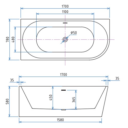 Ванна акрилова Ravak FreeStyle Corner L 1700x800 RKUA600011