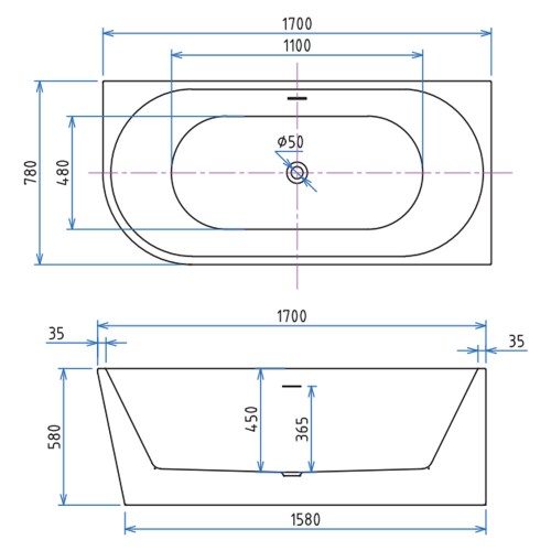 Ванна акрилова Ravak FreeStyle Corner R 1700x800 RKUA600012