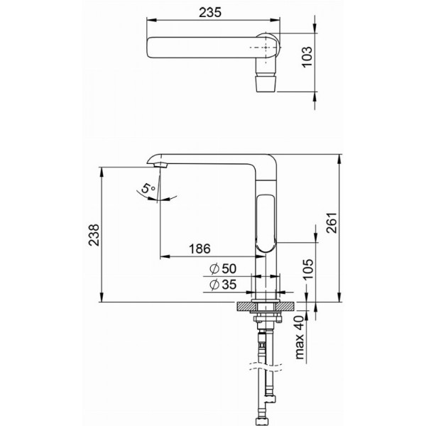 Змішувач для умивальника/кухонної мийки Ravak Flat FL 016.00​ X070125