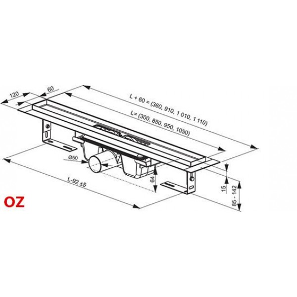 Душовий канал Ravak OZ Runway 750, нержавіюча сталь X01622