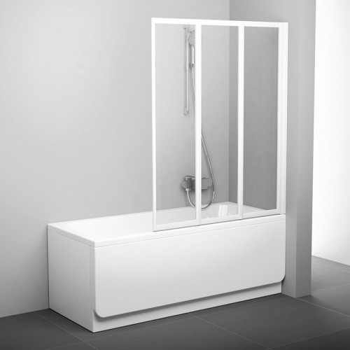 Шторка для ванни Ravak VS3 BeHappy 130, біла, Transp.(795V0100Z1)