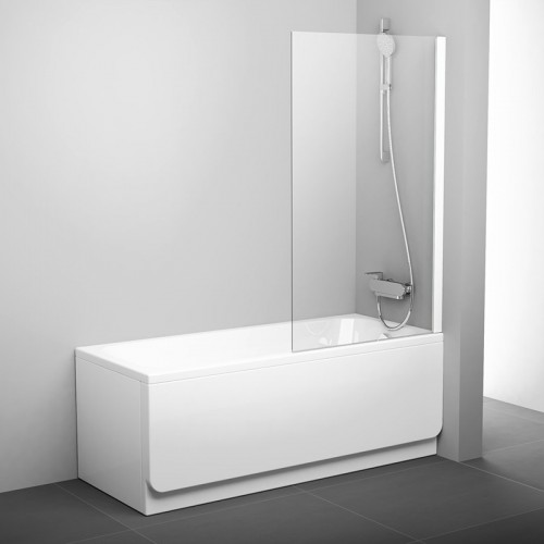 Шторка для ванны Ravak PVS1- 80, неподвижная, белая, Transp.(79840100Z1)